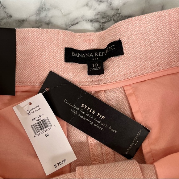 Banana Republic Linen Cotton Blend Bermuda Trouser Shorts 9” Pleated Peach - Picture 6 of 11